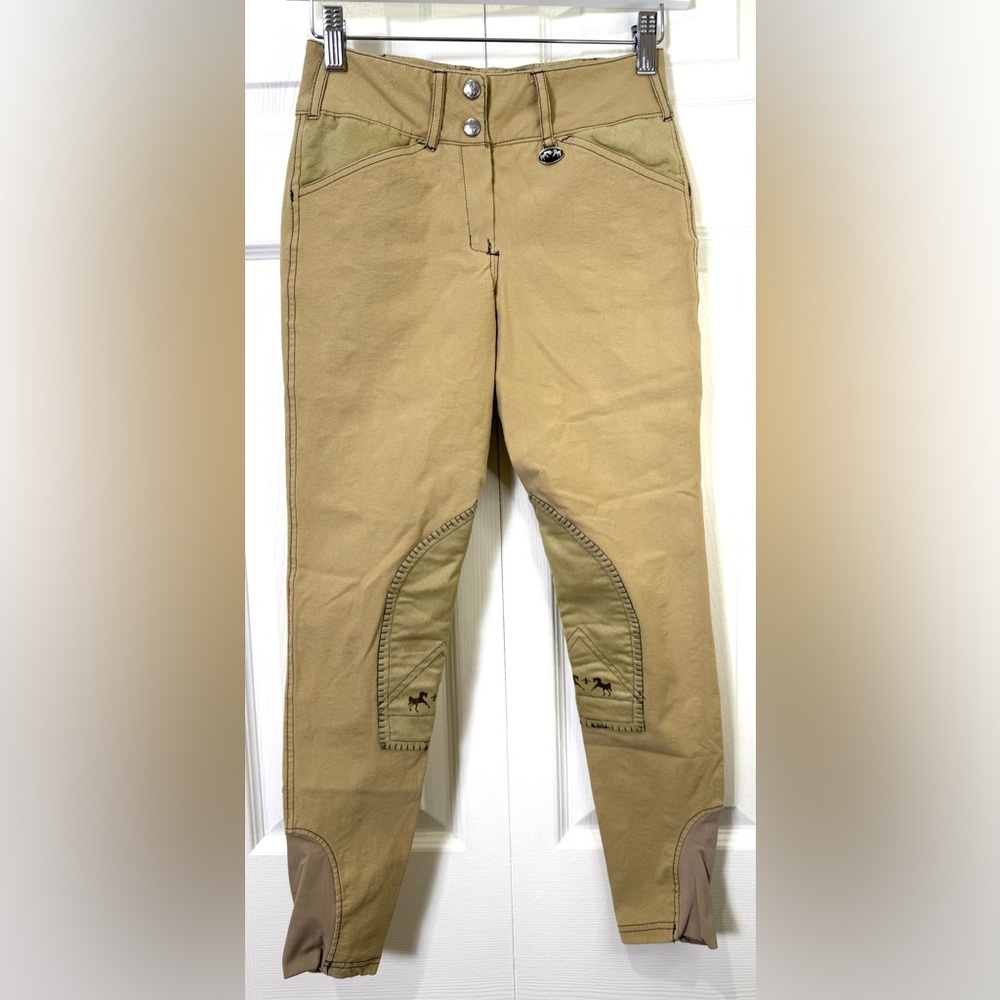 Equine Couture Tan Equestrian Riding Pants. Size 24 sporty Natalia